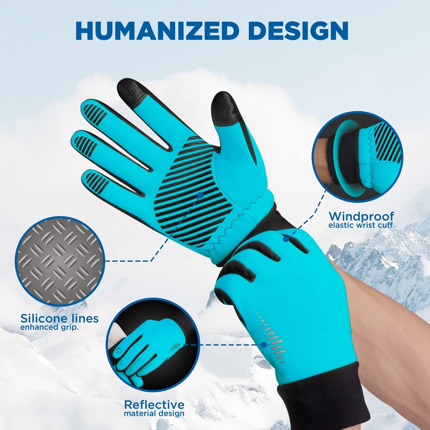 SIMARI Winter Thermo-Handschuhe Herren Damen Touchscreen Anti-Rutsch Winddicht Handschuhe Kaltes Wetter Handschuhe zum Autofahren Radfahren Skifahren Arbeiten Outdoor SMRG102