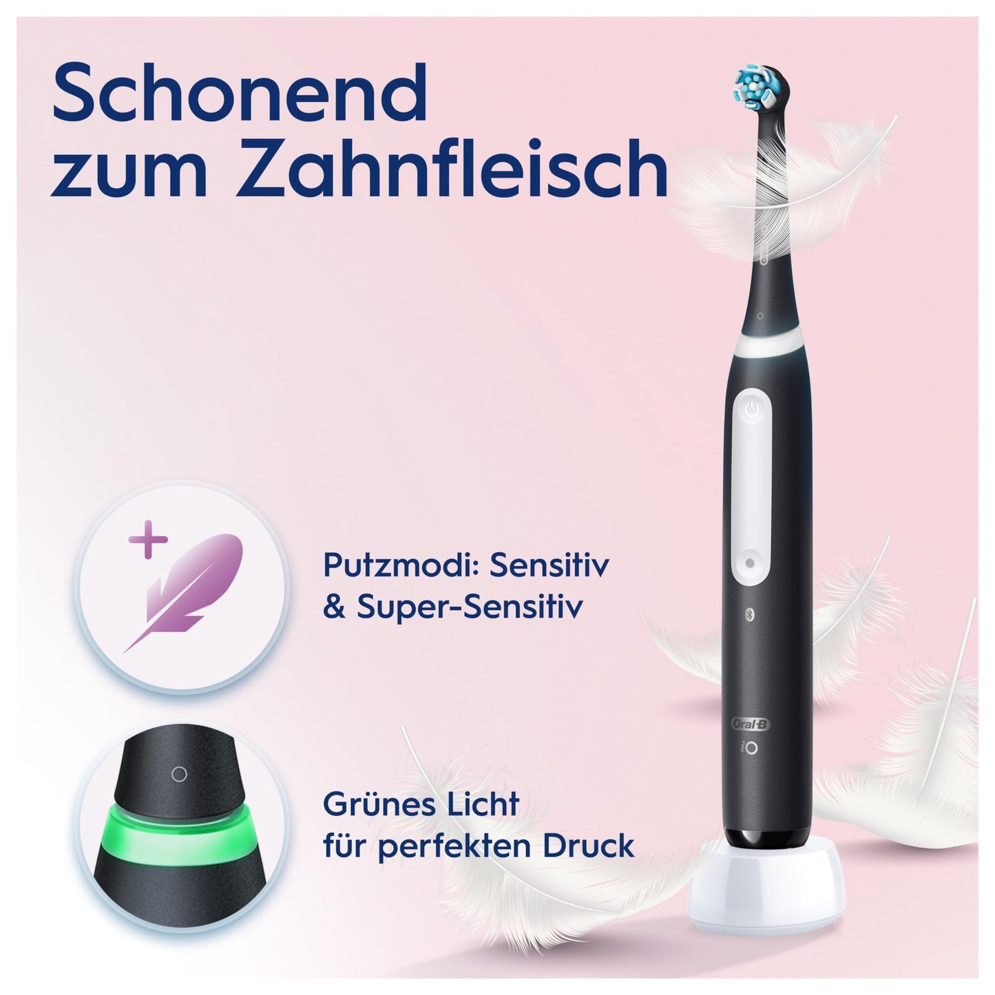 Oral-B iO Series 4 Plus Edition elektrisk tandbørste/elektrisk tandbørste PLUS 3 børstehoveder magnetisk etui, 4 rengøringstilstande, mat sort, designet af brun, TESTØVER Stiftung Warentest (12/2023)
