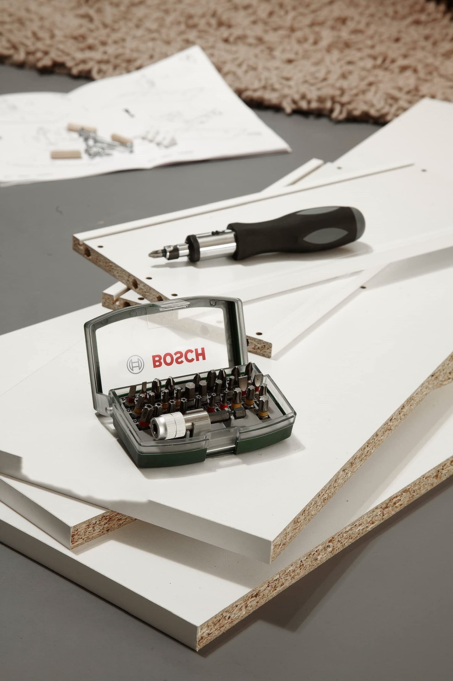 Bosch 32tlg. Schrauberbit-Set (PH-, PZ-, Hex-, T-, TH-, S-Bit, Zubehör Bohrschrauber und Schraubendreher)