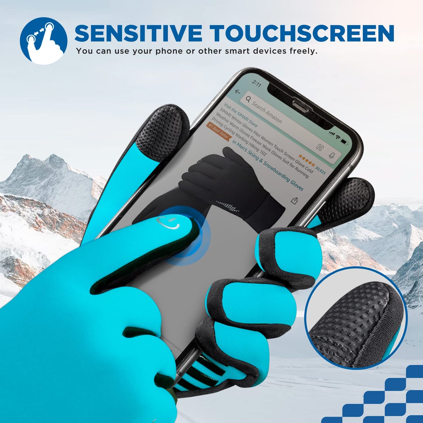 SIMARI Winter Thermo-Handschuhe Herren Damen Touchscreen Anti-Rutsch Winddicht Handschuhe Kaltes Wetter Handschuhe zum Autofahren Radfahren Skifahren Arbeiten Outdoor SMRG102