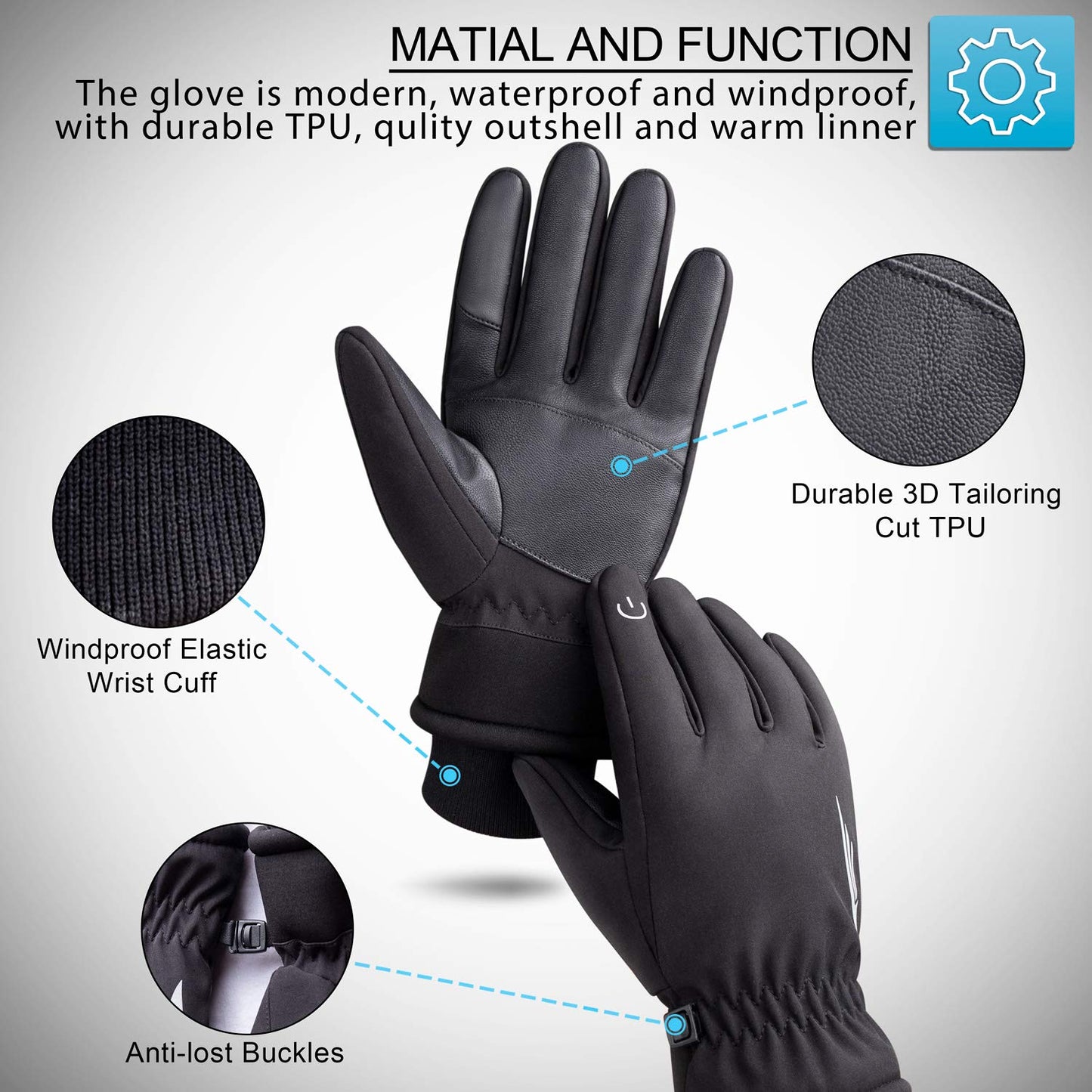 SIMARI Winter Thermo-Handschuhe Herren Damen Touchscreen Anti-Rutsch Winddicht Handschuhe Kaltes Wetter Handschuhe zum Autofahren Radfahren Skifahren Arbeiten Outdoor SMRG102