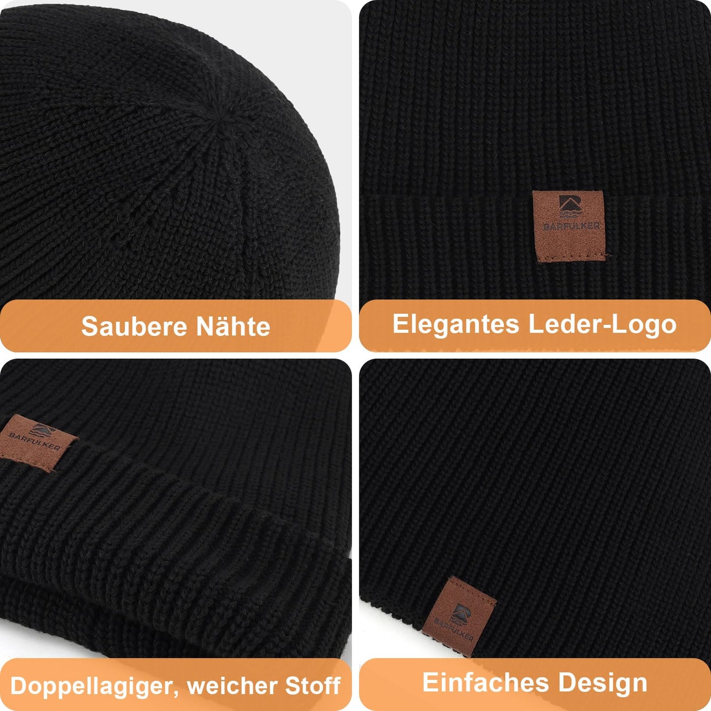 BARFULKER Mütze Herren Damen Winter Beanie Mütze Warme Wintermütze Thermo Dehnbare Strickmützen Bequem Wollmütze Winddichte Laufmützen Unisex