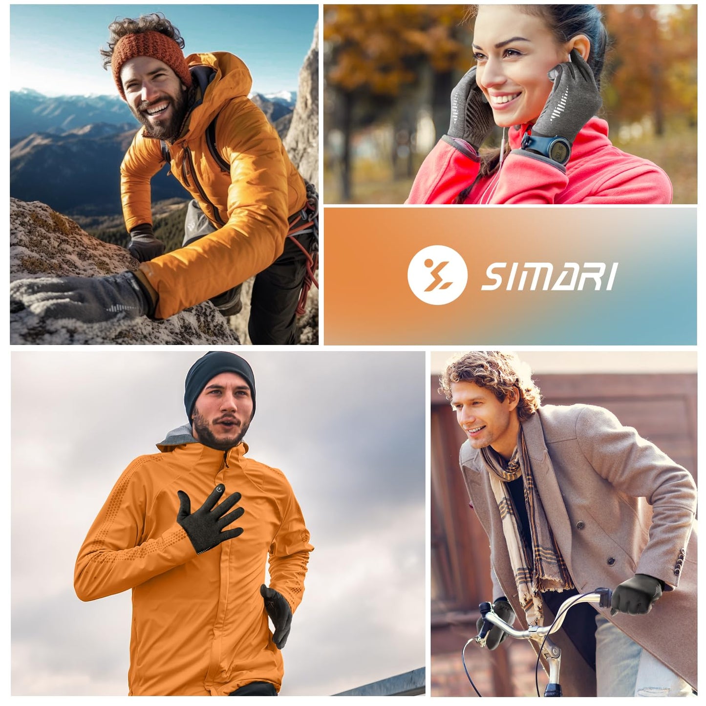 SIMARI Winter Thermo-Handschuhe Herren Damen Touchscreen Anti-Rutsch Winddicht Handschuhe Kaltes Wetter Handschuhe zum Autofahren Radfahren Skifahren Arbeiten Outdoor SMRG102