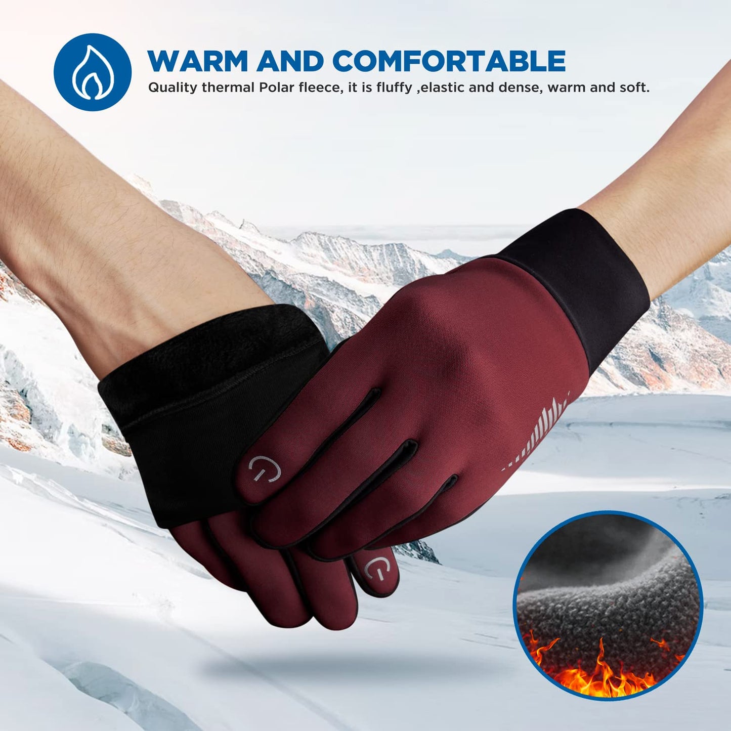 SIMARI Winter Thermo-Handschuhe Herren Damen Touchscreen Anti-Rutsch Winddicht Handschuhe Kaltes Wetter Handschuhe zum Autofahren Radfahren Skifahren Arbeiten Outdoor SMRG102
