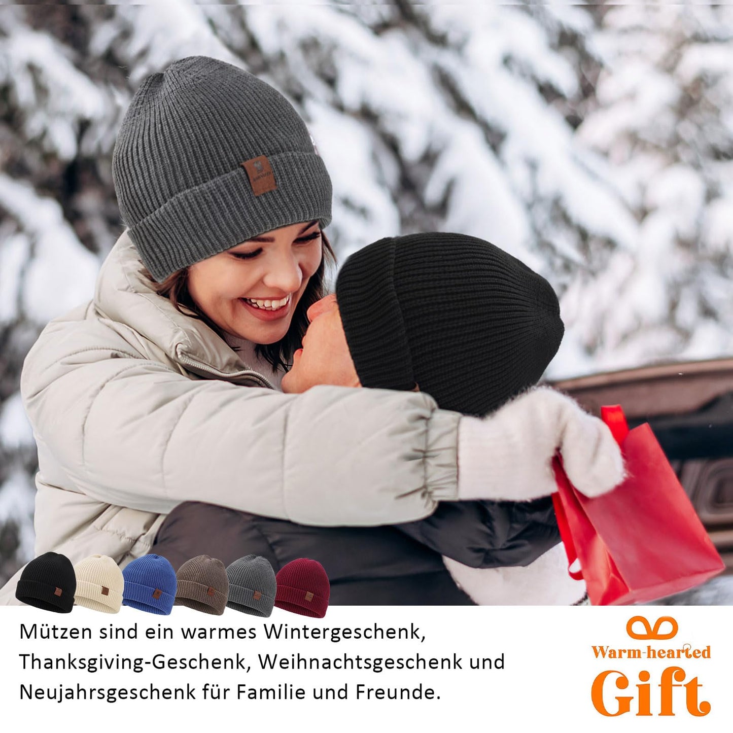 BARFULKER Mütze Herren Damen Winter Beanie Mütze Warme Wintermütze Thermo Dehnbare Strickmützen Bequem Wollmütze Winddichte Laufmützen Unisex