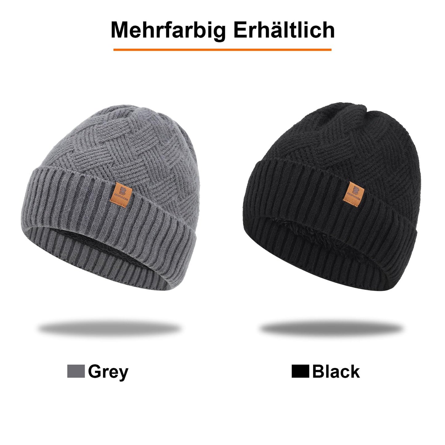 BARFULKER Mütze Herren Damen Winter Beanie Mütze Warme Wintermütze Thermo Dehnbare Strickmützen Bequem Wollmütze Winddichte Laufmützen Unisex