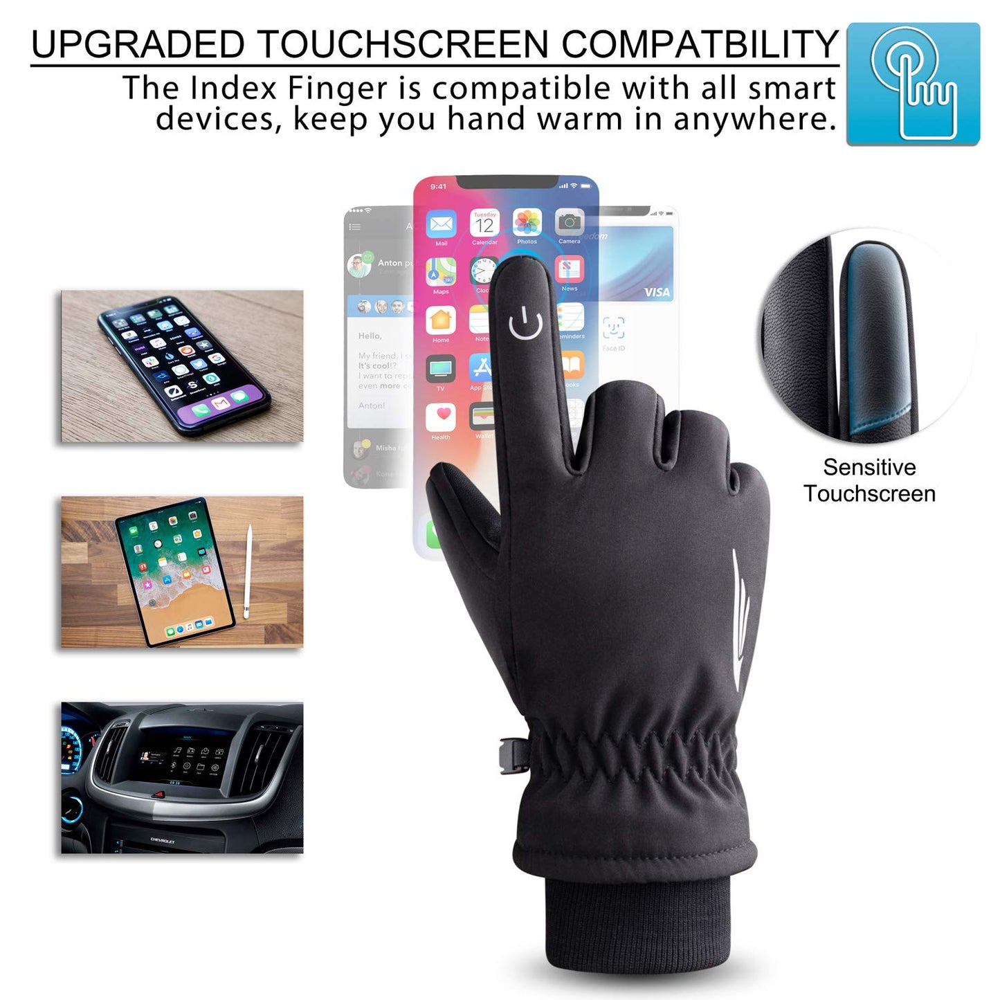 SIMARI Winter Thermo-Handschuhe Herren Damen Touchscreen Anti-Rutsch Winddicht Handschuhe Kaltes Wetter Handschuhe zum Autofahren Radfahren Skifahren Arbeiten Outdoor SMRG102