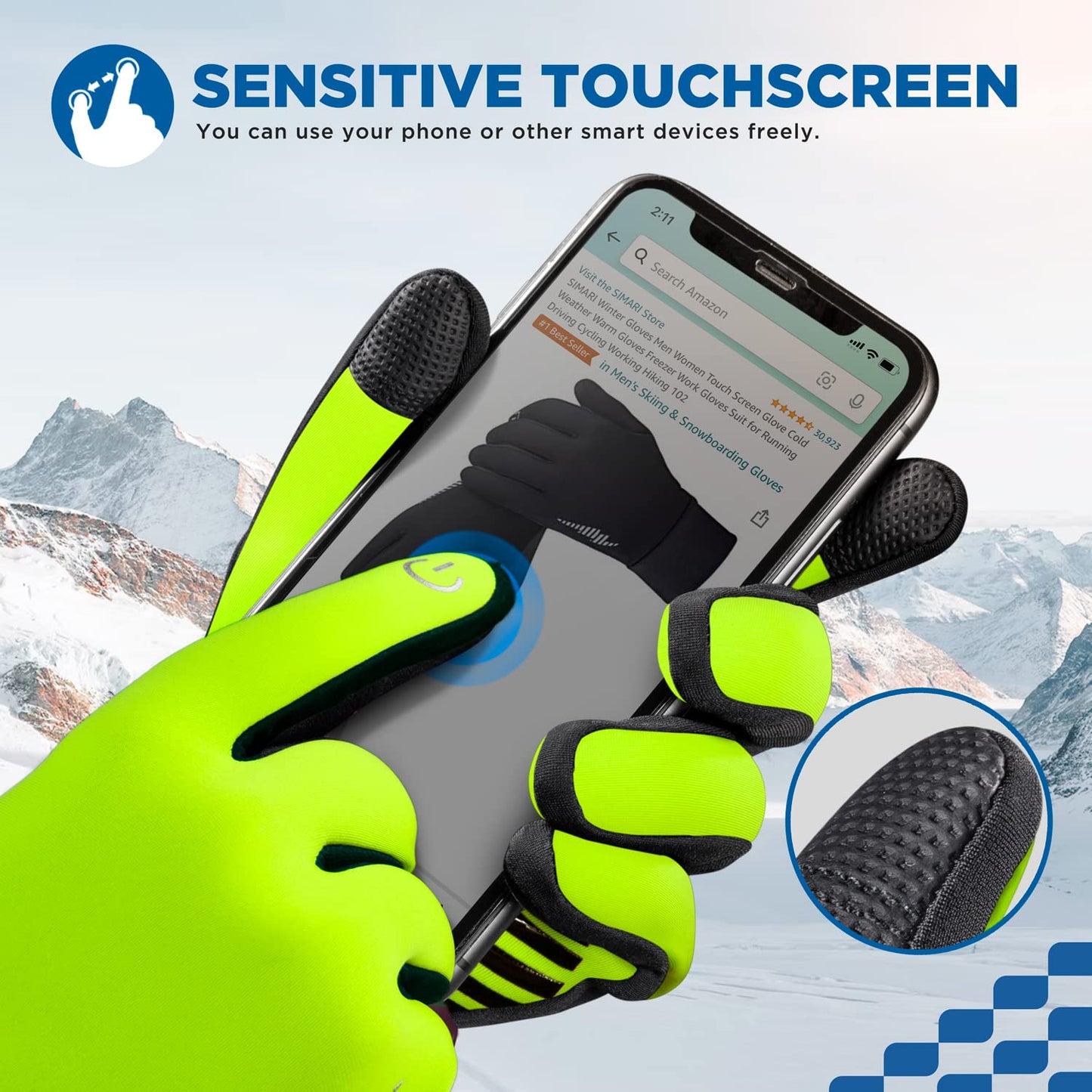 SIMARI Winter Thermo-Handschuhe Herren Damen Touchscreen Anti-Rutsch Winddicht Handschuhe Kaltes Wetter Handschuhe zum Autofahren Radfahren Skifahren Arbeiten Outdoor SMRG102