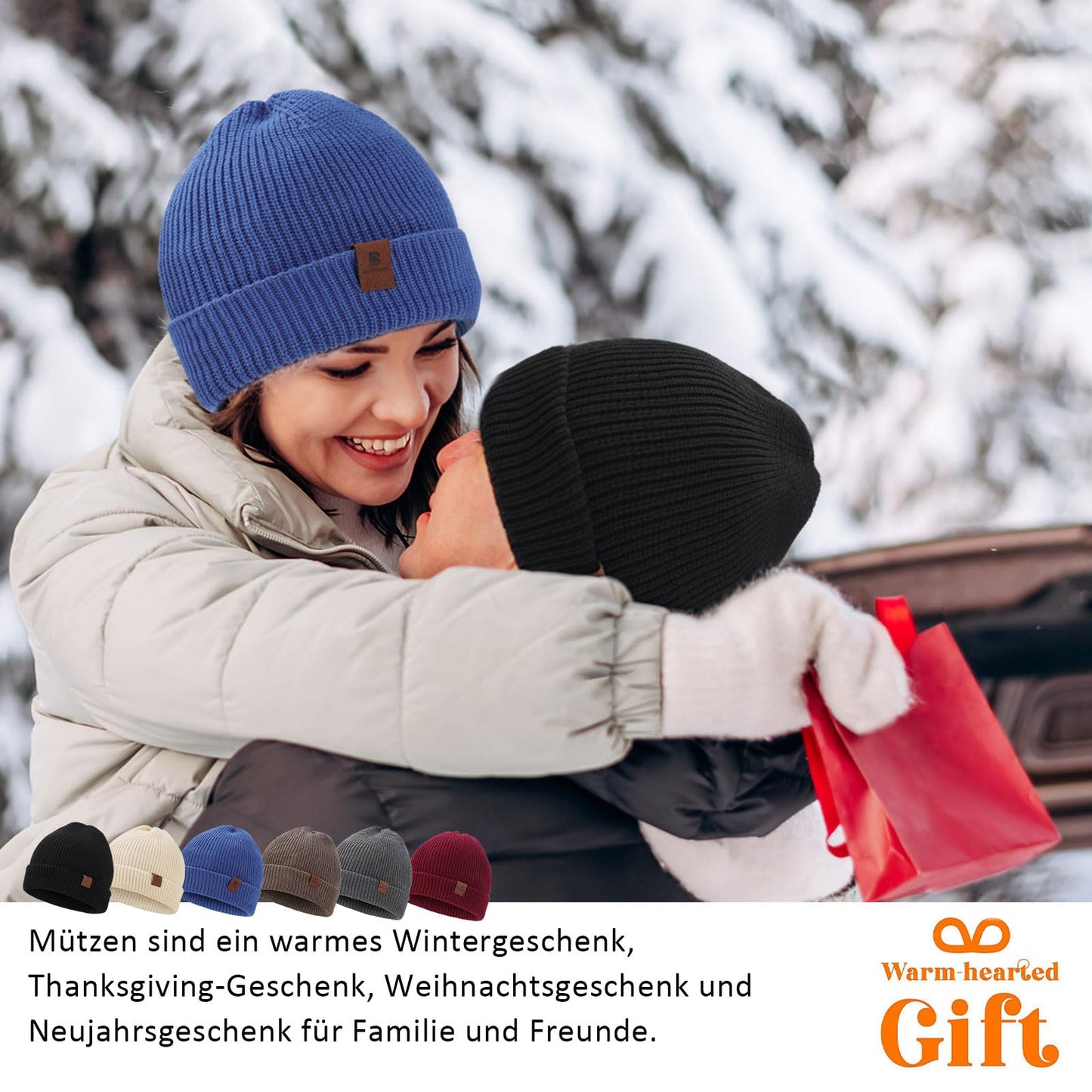 BARFULKER Mütze Herren Damen Winter Beanie Mütze Warme Wintermütze Thermo Dehnbare Strickmützen Bequem Wollmütze Winddichte Laufmützen Unisex