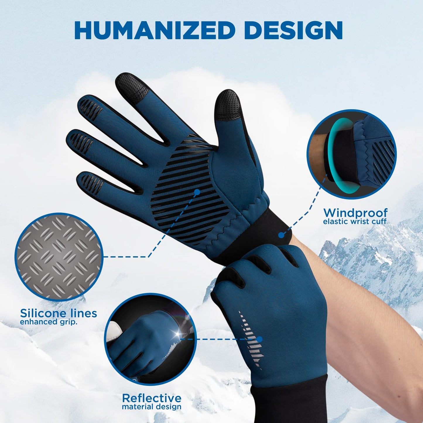 SIMARI Winter Thermo-Handschuhe Herren Damen Touchscreen Anti-Rutsch Winddicht Handschuhe Kaltes Wetter Handschuhe zum Autofahren Radfahren Skifahren Arbeiten Outdoor SMRG102