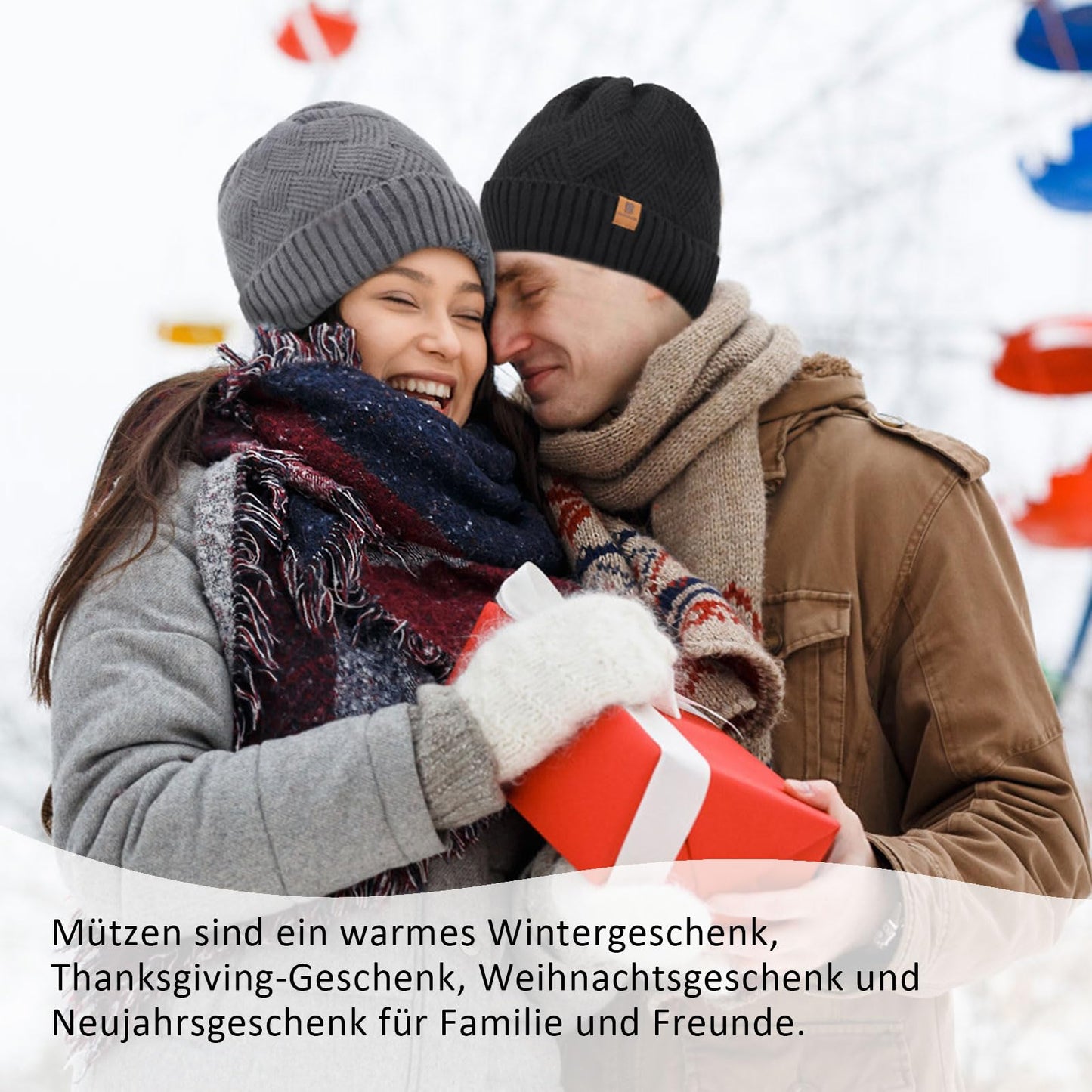BARFULKER Mütze Herren Damen Winter Beanie Mütze Warme Wintermütze Thermo Dehnbare Strickmützen Bequem Wollmütze Winddichte Laufmützen Unisex