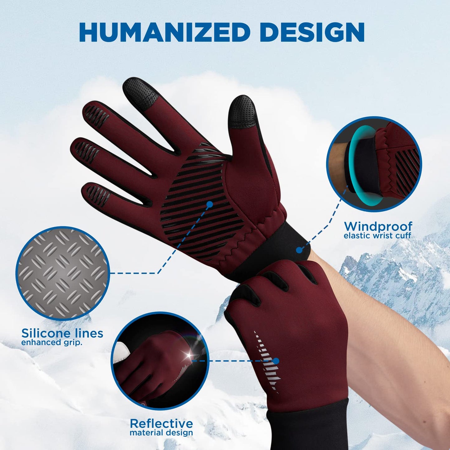 SIMARI Winter Thermo-Handschuhe Herren Damen Touchscreen Anti-Rutsch Winddicht Handschuhe Kaltes Wetter Handschuhe zum Autofahren Radfahren Skifahren Arbeiten Outdoor SMRG102