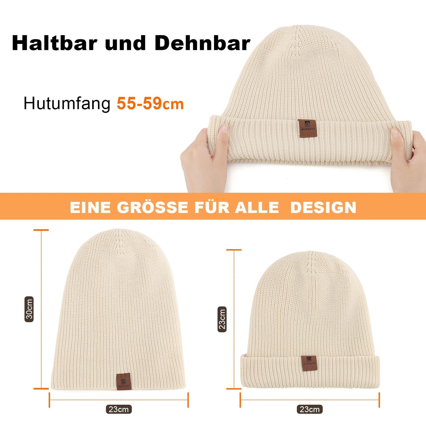 BARFULKER Mütze Herren Damen Winter Beanie Mütze Warme Wintermütze Thermo Dehnbare Strickmützen Bequem Wollmütze Winddichte Laufmützen Unisex