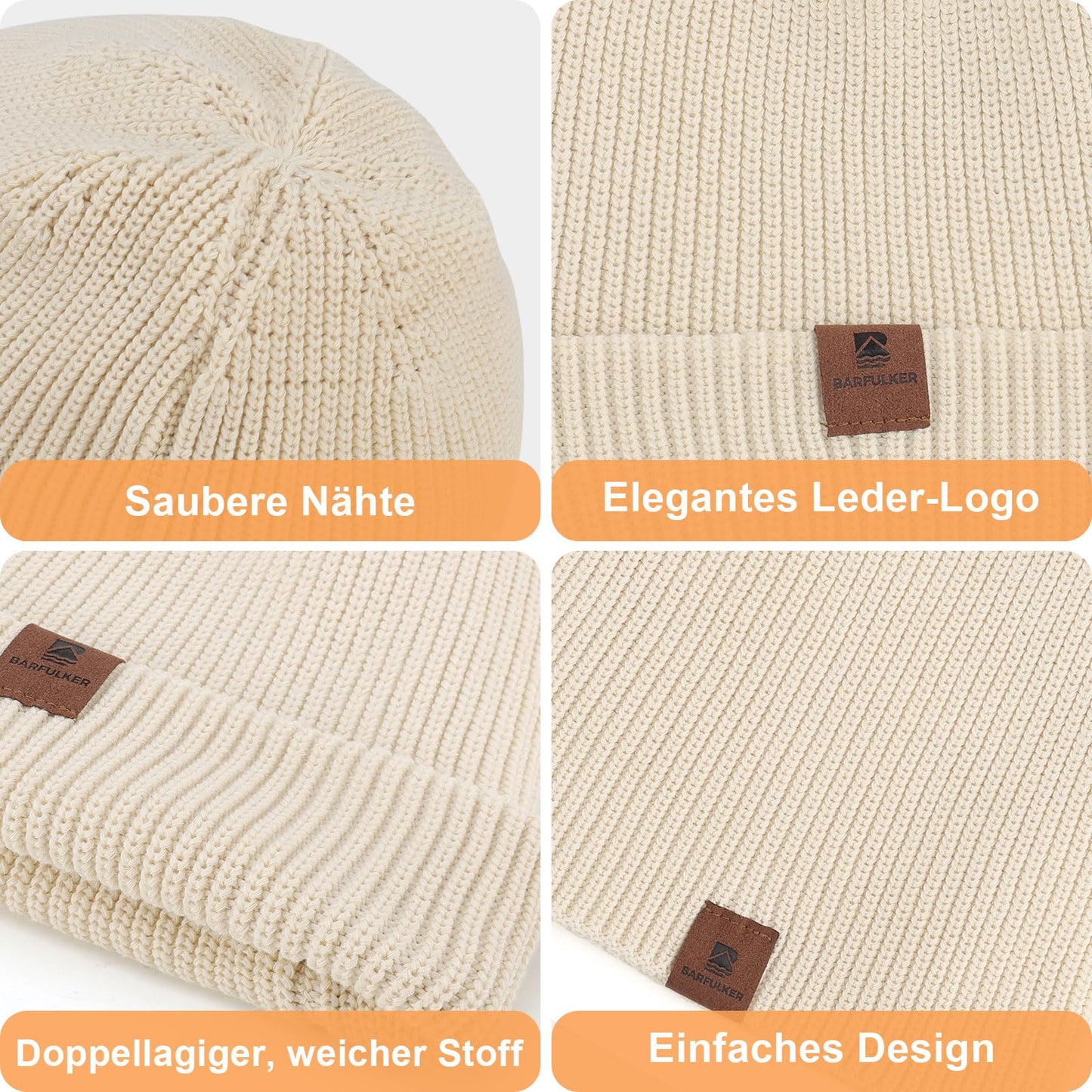 BARFULKER Mütze Herren Damen Winter Beanie Mütze Warme Wintermütze Thermo Dehnbare Strickmützen Bequem Wollmütze Winddichte Laufmützen Unisex
