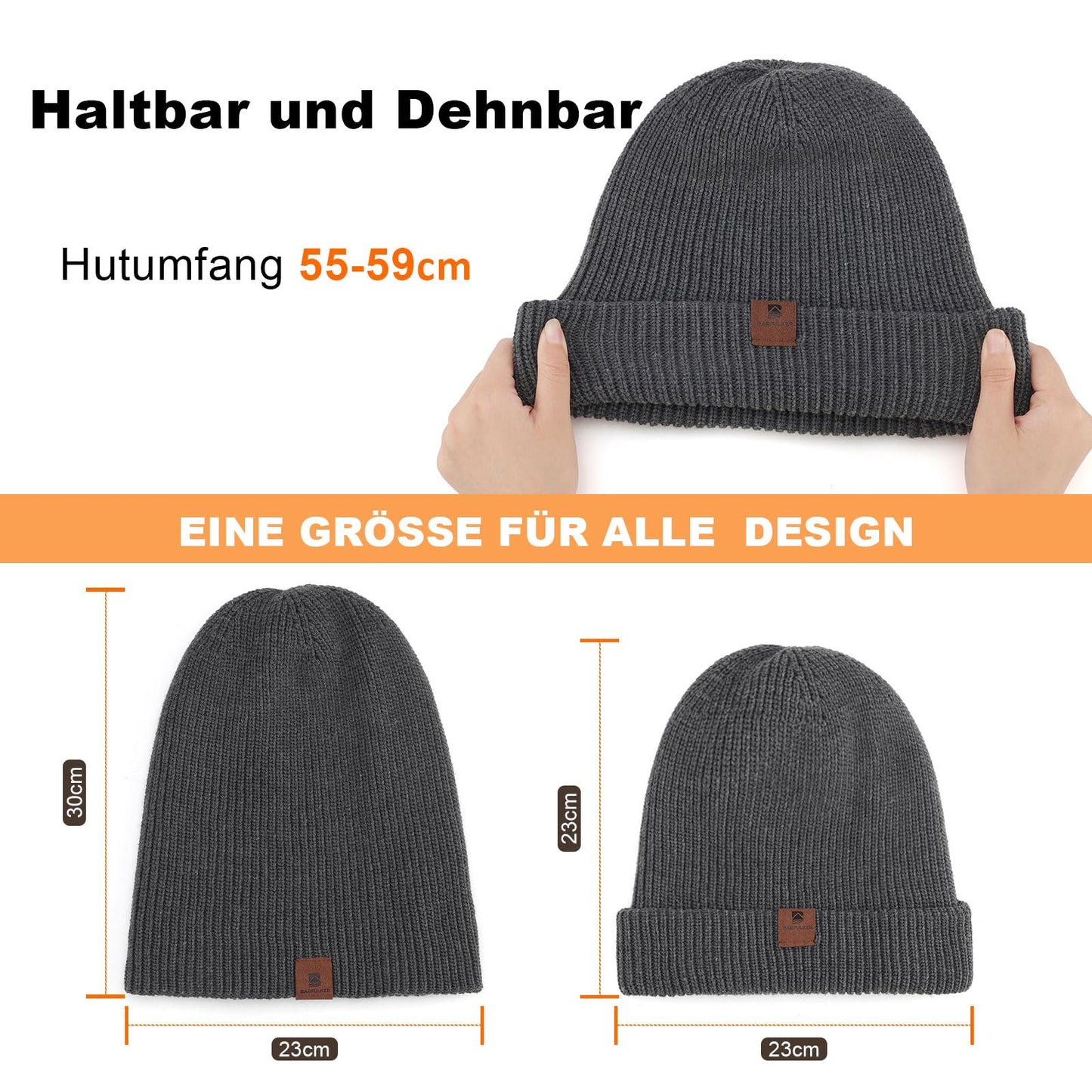 BARFULKER Mütze Herren Damen Winter Beanie Mütze Warme Wintermütze Thermo Dehnbare Strickmützen Bequem Wollmütze Winddichte Laufmützen Unisex