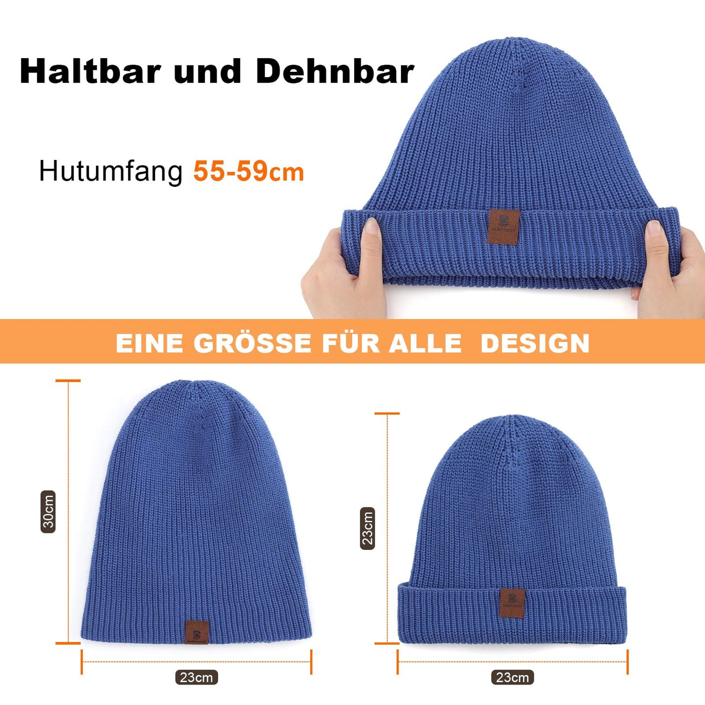 BARFULKER Mütze Herren Damen Winter Beanie Mütze Warme Wintermütze Thermo Dehnbare Strickmützen Bequem Wollmütze Winddichte Laufmützen Unisex