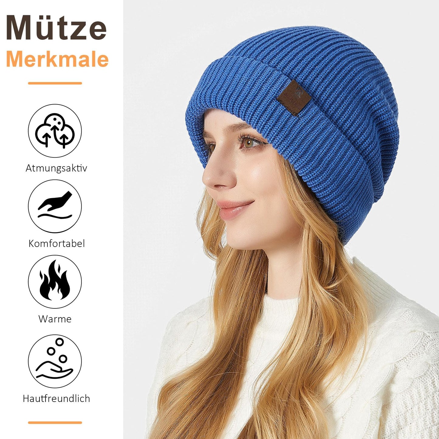 BARFULKER Mütze Herren Damen Winter Beanie Mütze Warme Wintermütze Thermo Dehnbare Strickmützen Bequem Wollmütze Winddichte Laufmützen Unisex