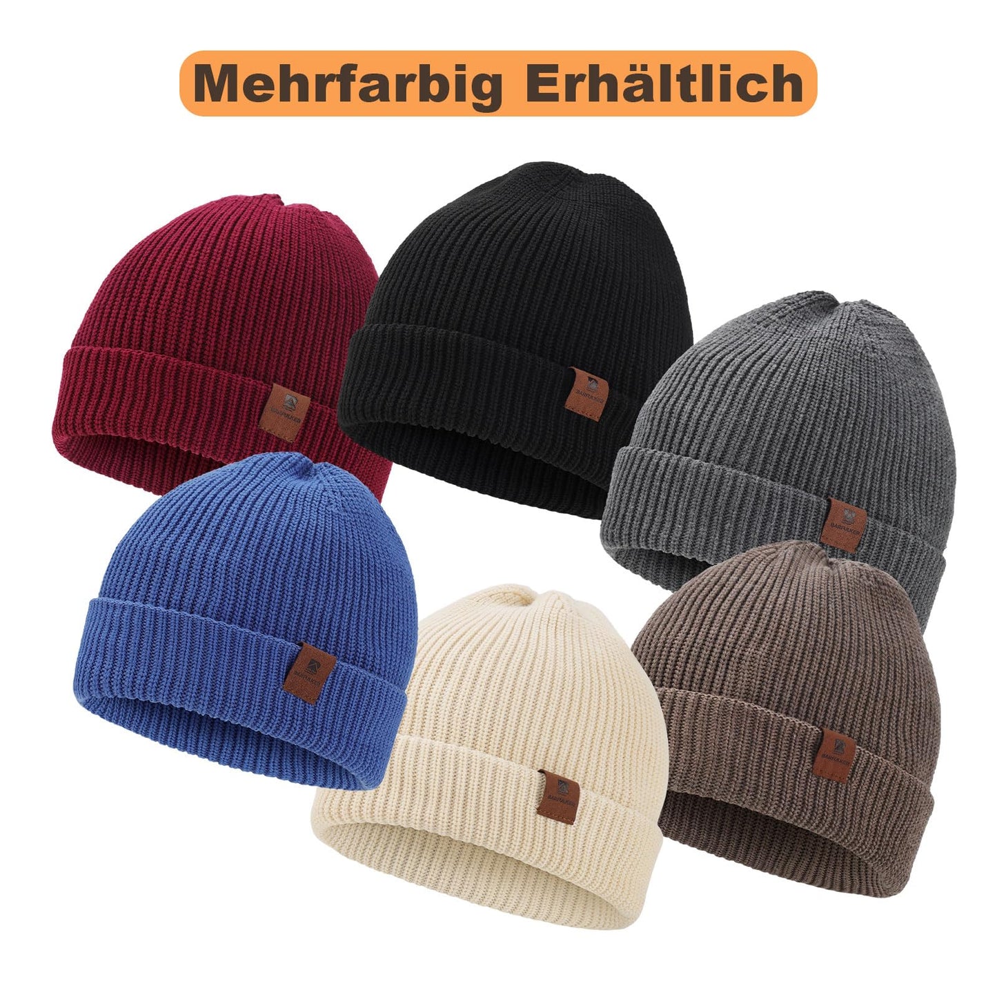 BARFULKER Mütze Herren Damen Winter Beanie Mütze Warme Wintermütze Thermo Dehnbare Strickmützen Bequem Wollmütze Winddichte Laufmützen Unisex