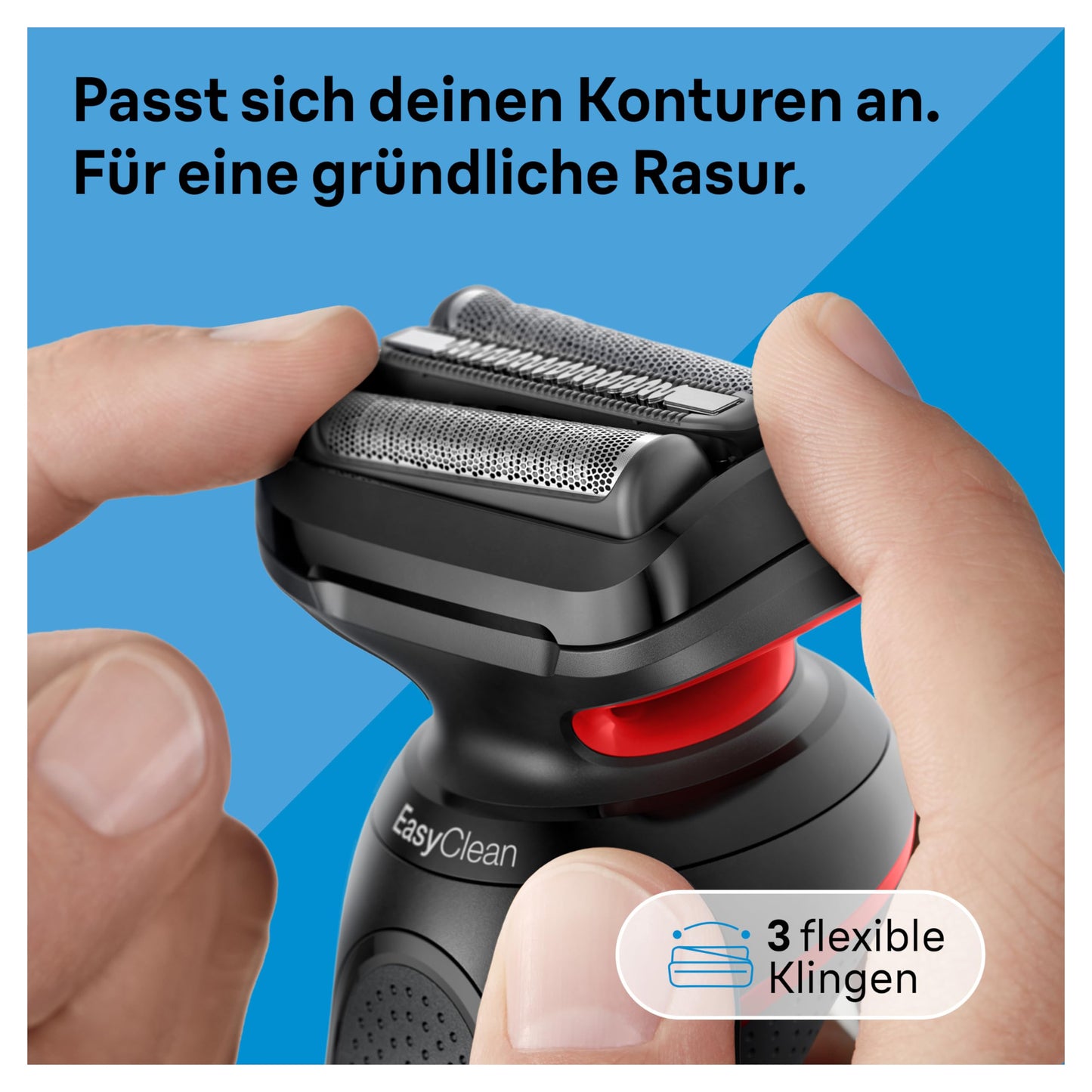 Braun Series 5 Razor for Men, Electric Shaver, EasyClean, Wet and Dry, Rechargeable and Wireless, 51-R1000s, Red