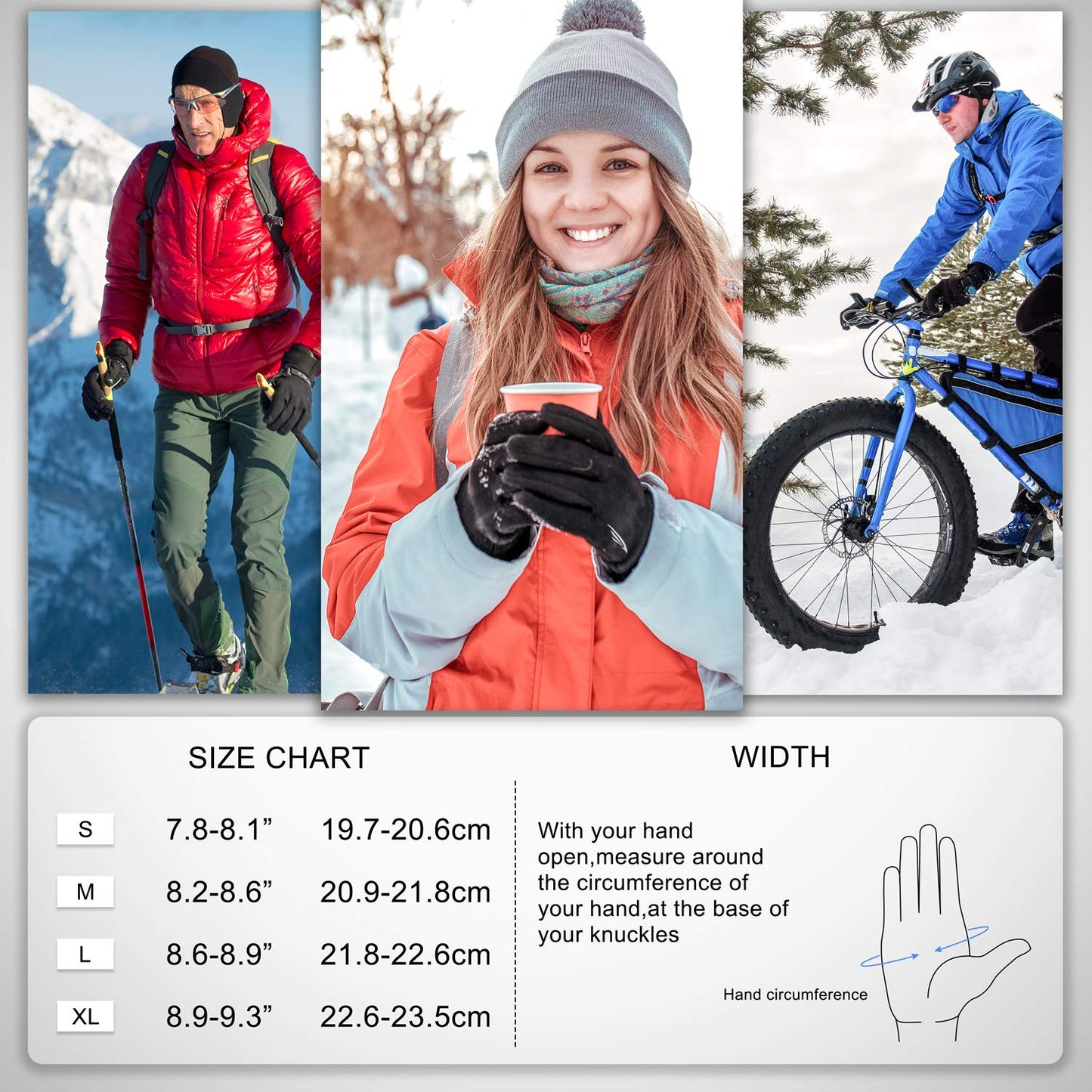 SIMARI Winter Thermo-Handschuhe Herren Damen Touchscreen Anti-Rutsch Winddicht Handschuhe Kaltes Wetter Handschuhe zum Autofahren Radfahren Skifahren Arbeiten Outdoor SMRG102