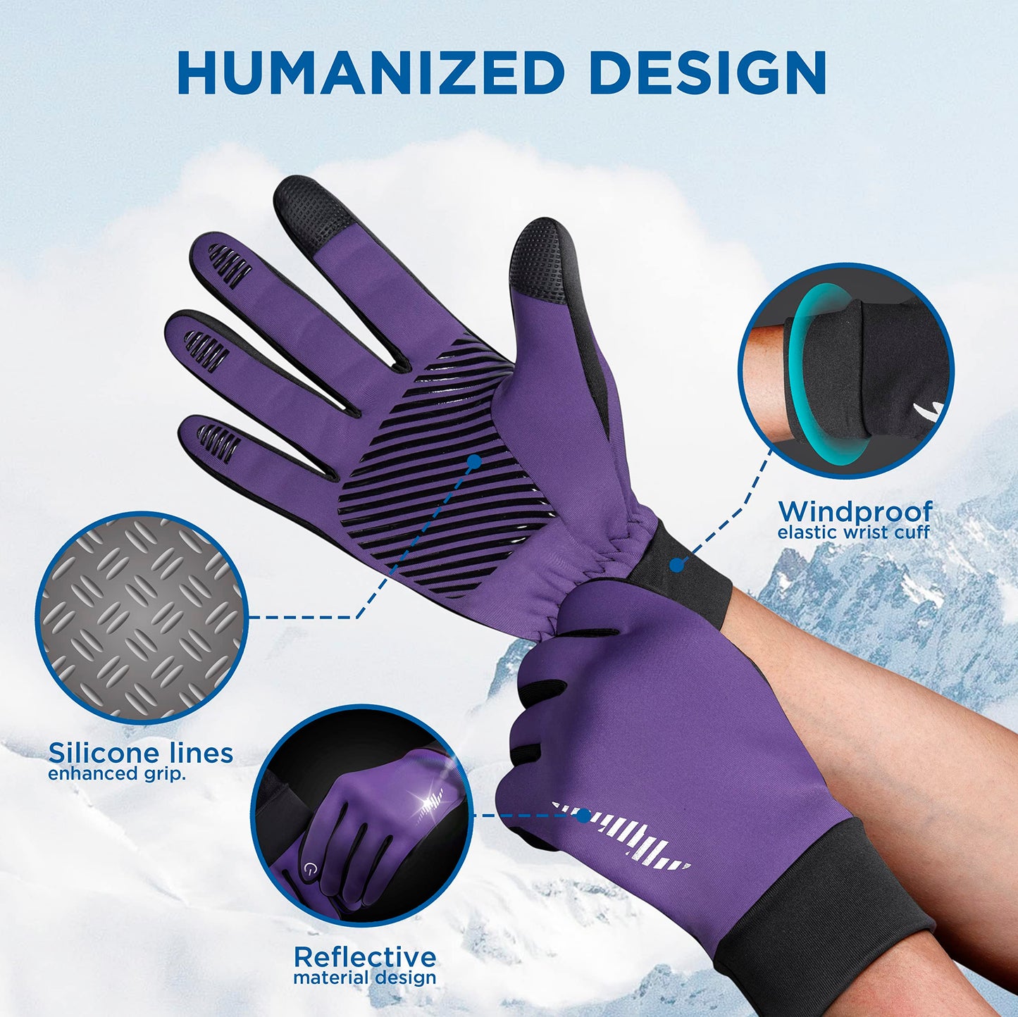 SIMARI Winter Thermo-Handschuhe Herren Damen Touchscreen Anti-Rutsch Winddicht Handschuhe Kaltes Wetter Handschuhe zum Autofahren Radfahren Skifahren Arbeiten Outdoor SMRG102