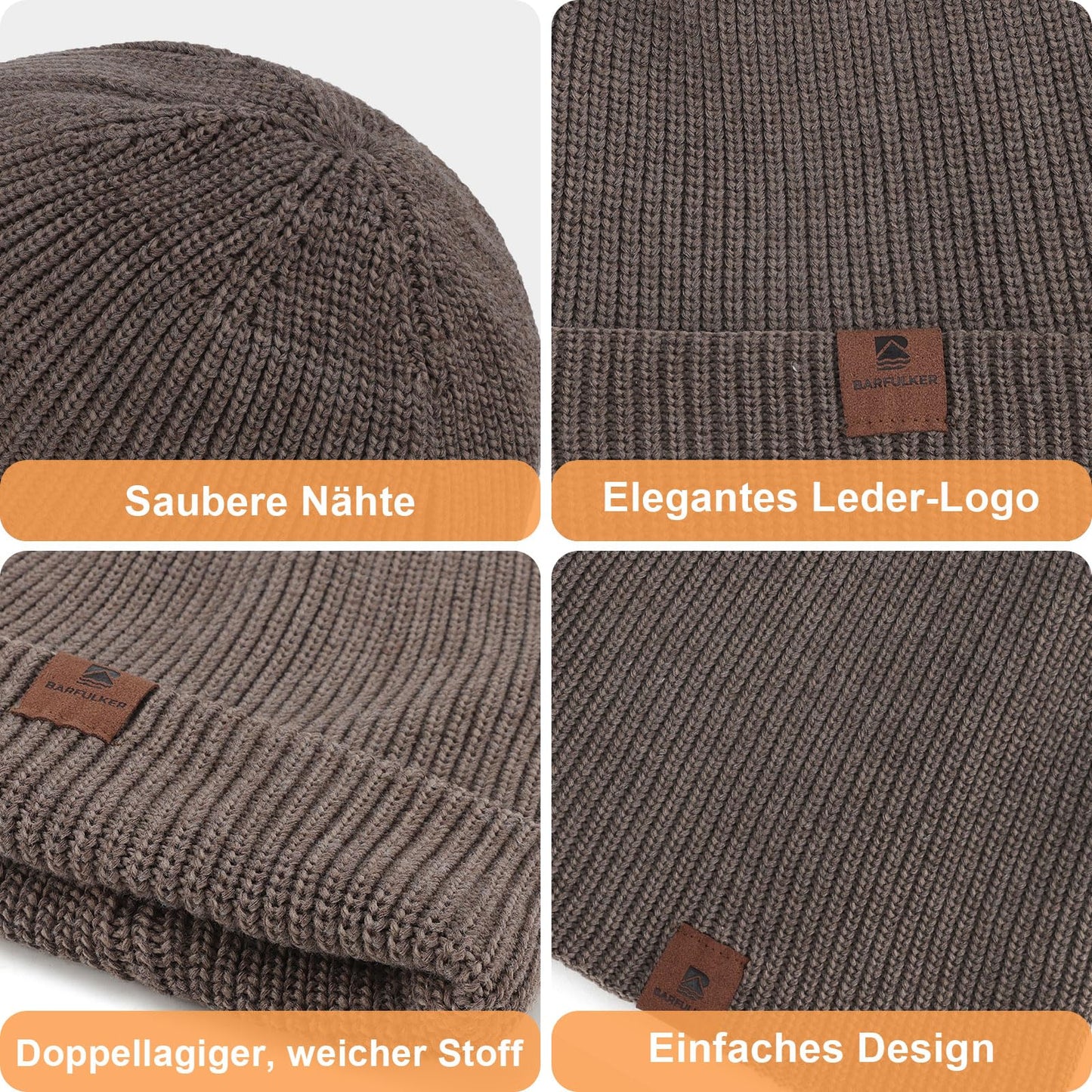 BARFULKER Mütze Herren Damen Winter Beanie Mütze Warme Wintermütze Thermo Dehnbare Strickmützen Bequem Wollmütze Winddichte Laufmützen Unisex