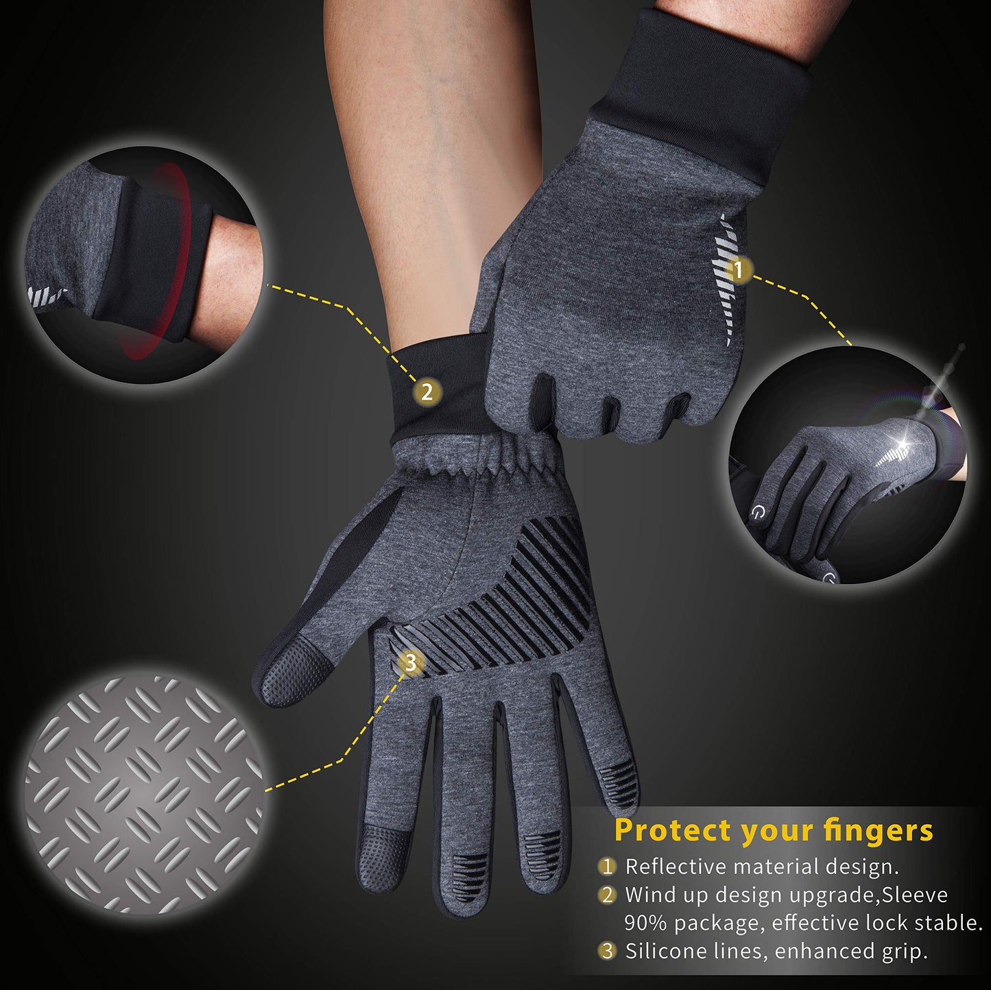SIMARI Winter Thermo-Handschuhe Herren Damen Touchscreen Anti-Rutsch Winddicht Handschuhe Kaltes Wetter Handschuhe zum Autofahren Radfahren Skifahren Arbeiten Outdoor SMRG102