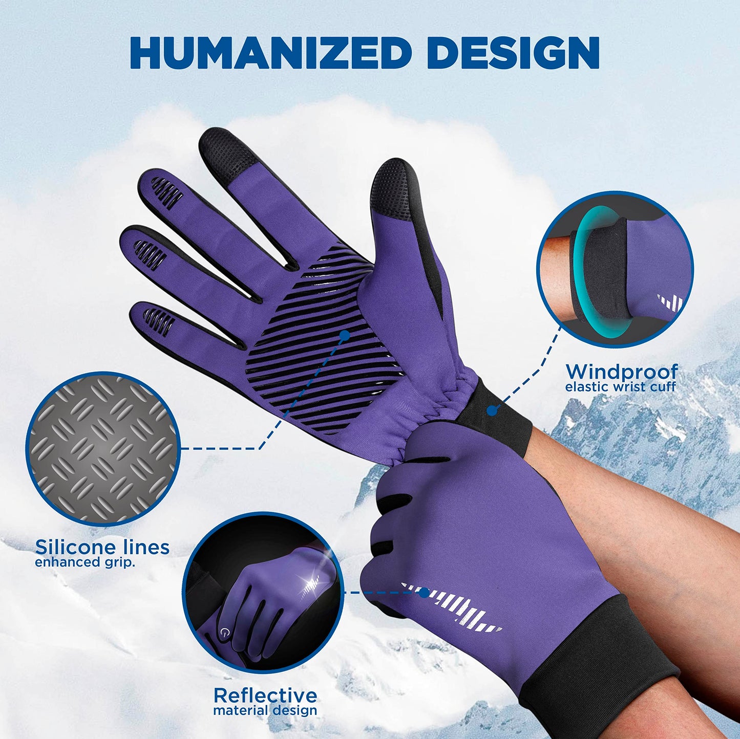 SIMARI Winter Thermo-Handschuhe Herren Damen Touchscreen Anti-Rutsch Winddicht Handschuhe Kaltes Wetter Handschuhe zum Autofahren Radfahren Skifahren Arbeiten Outdoor SMRG102