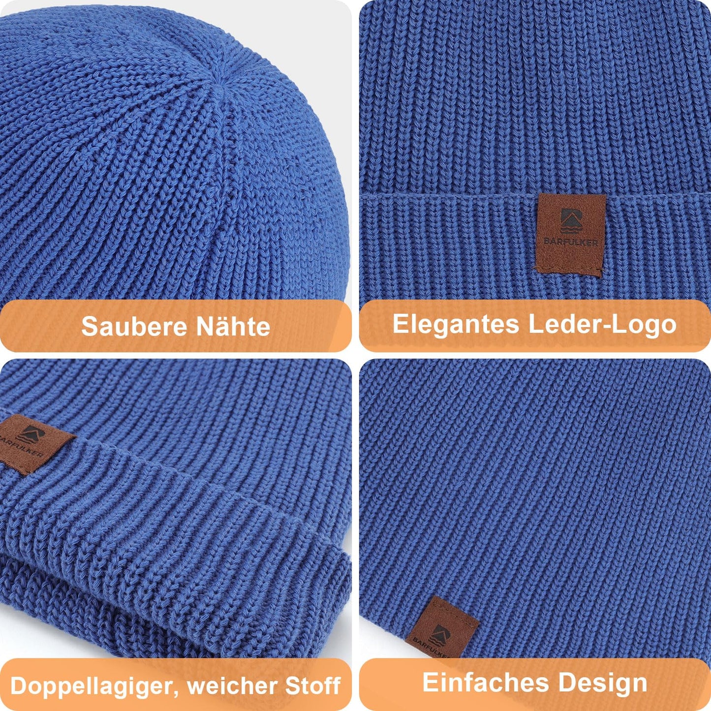 BARFULKER Mütze Herren Damen Winter Beanie Mütze Warme Wintermütze Thermo Dehnbare Strickmützen Bequem Wollmütze Winddichte Laufmützen Unisex