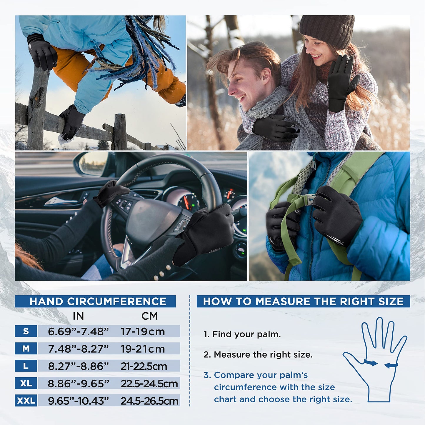 SIMARI Winter Thermo-Handschuhe Herren Damen Touchscreen Anti-Rutsch Winddicht Handschuhe Kaltes Wetter Handschuhe zum Autofahren Radfahren Skifahren Arbeiten Outdoor SMRG102