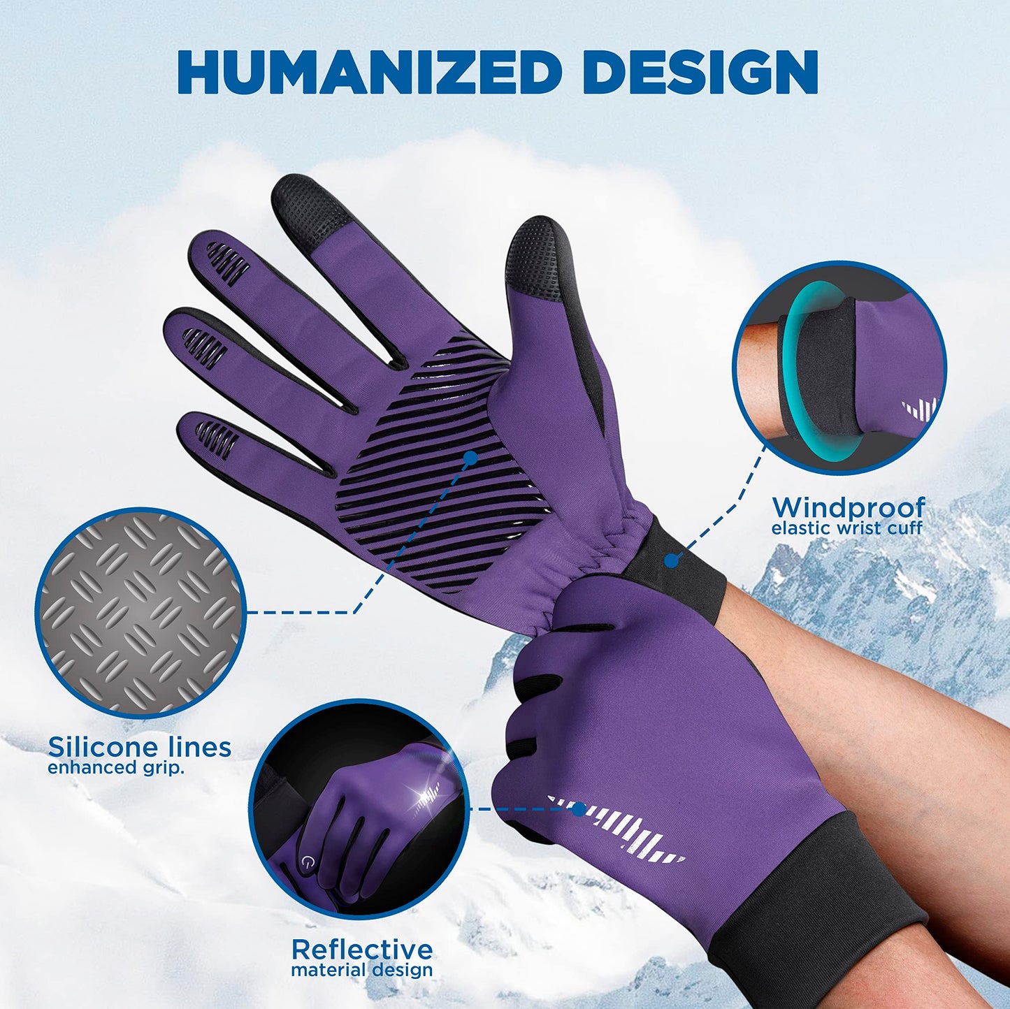 SIMARI Winter Thermo-Handschuhe Herren Damen Touchscreen Anti-Rutsch Winddicht Handschuhe Kaltes Wetter Handschuhe zum Autofahren Radfahren Skifahren Arbeiten Outdoor SMRG102