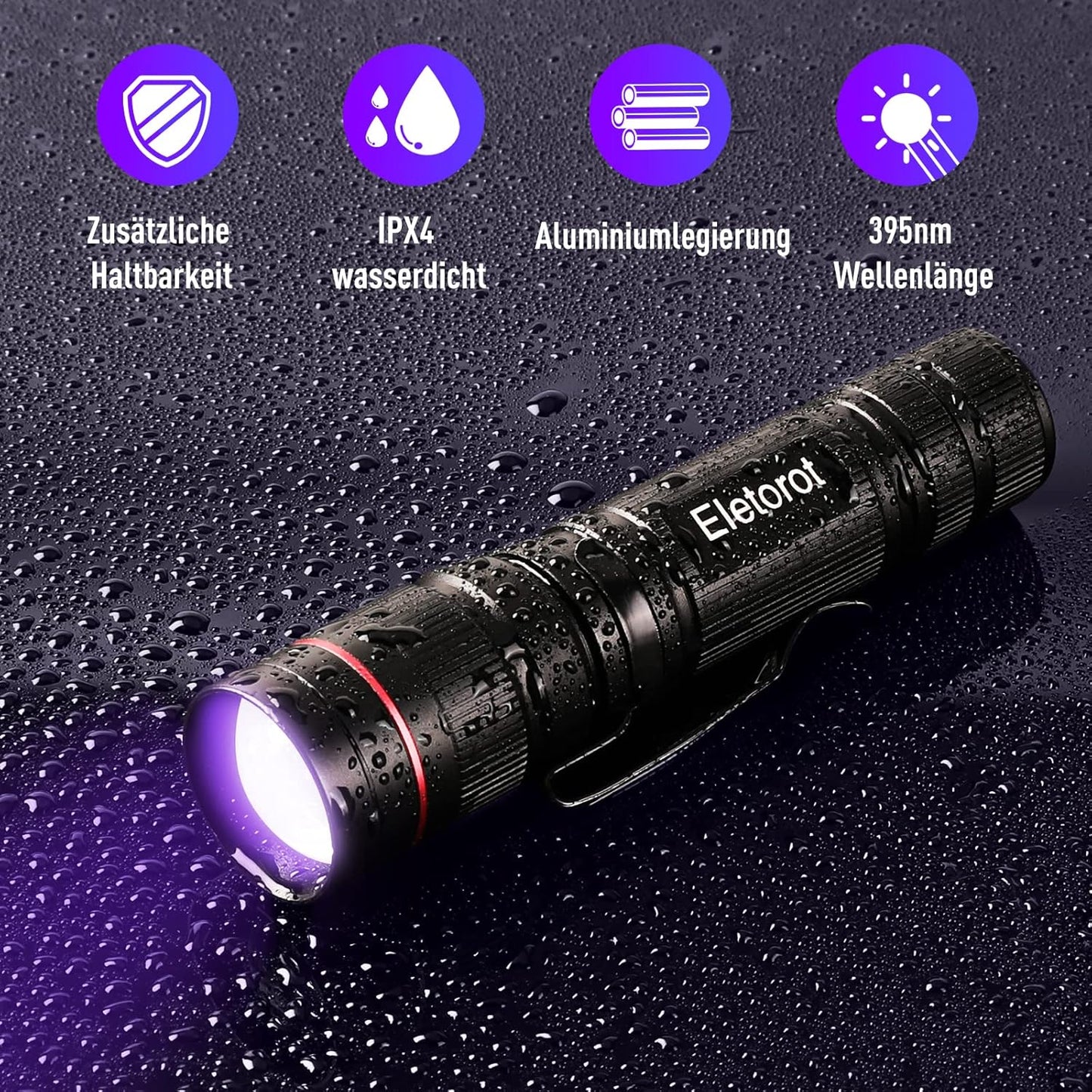 UV Torch LED Hand Light Black Light Made of Aluminium Alloy